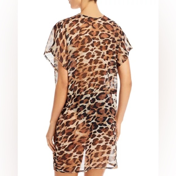 NWT Echo sheer leopard swim coverup breezy beach mini dress vacation - Picture 2 of 12